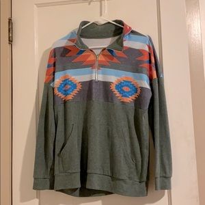 Tribal print 1/4 Zip sweatshirt